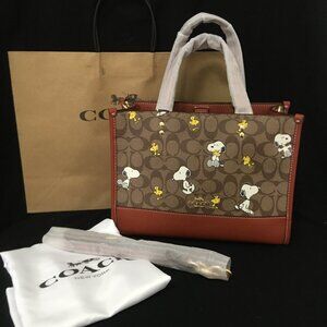 COACH PEANUTS DEMPSEY Carryall Signature Canvas Snoopy Woodstock